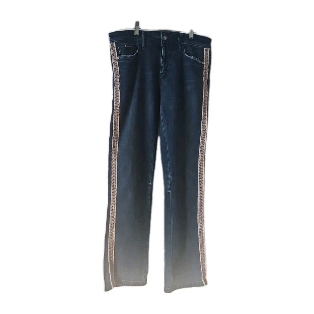 PILCRO by Anthropologie Jeans Sz 28 Blue Slim Boyfriend Crop Side Stitching